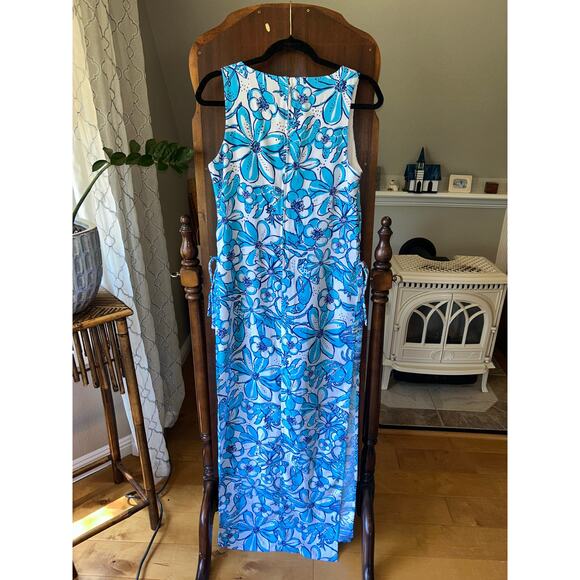 NWT Lilly Pulitzer Donna Maxi Romper Succulent Blue Popup Coronado Crab Size 2 - Picture 10 of 15